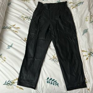 Stradivarius faux leather black pants size 6